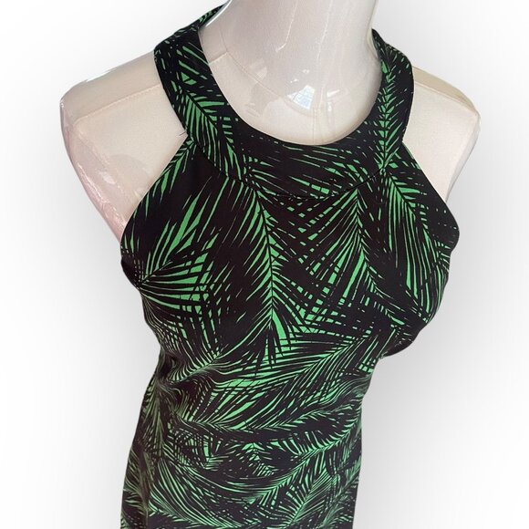 Michael Kors Green and Black Palm Print Knit Dress large - Picture 4 of 11